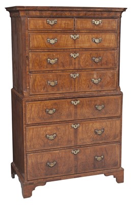 Lot 104 - George II Featherbanded Walnut Chest on Chest