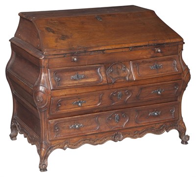 Lot 655 - Provincial Louis XV Walnut and Fruitwood Slant...