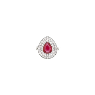 Lot 1074 - J.E Caldwell & Co. Platinum, Gold, Ruby and Diamond Ring