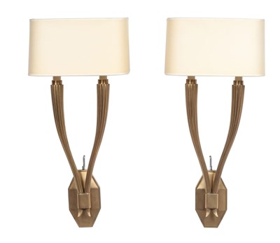 Lot 293 - Pair of Art Deco Style Gilt-Metal Two-Light...