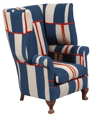 Lot 72 - George II Style Linen-Upholstered Mahogany...