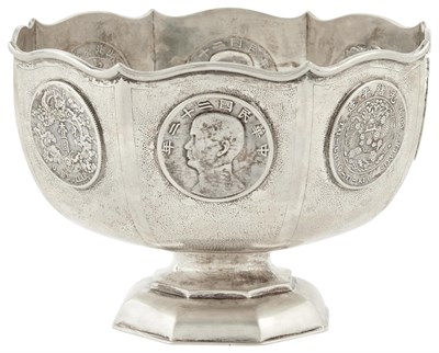 Lot 86 - A Chinese Export Silver Footed Bowl