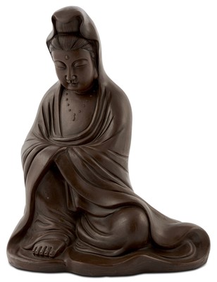 Lot 145 - A Large Chinese Yixing Pottery Figure of Guanyin