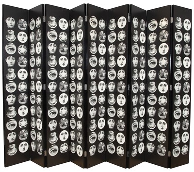 Lot 87 - Black Lacquer and Fornasetti Wallpaper...