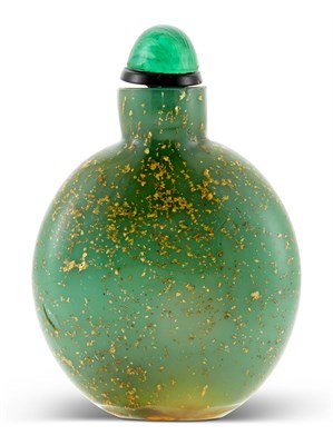 Lot 12 - A Chinese Gold Flecked Green Glass Snuff Bottle