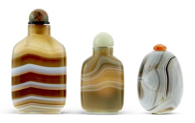 Lot 31 - Three Chinese Banded Agate Snuff Bottles