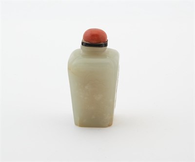 Lot 34 - A Chinese White Jade Square-Form Snuff Bottle