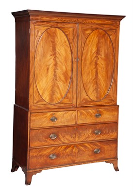 Lot 741 - George III Mahogany Linen Press Circa 1800 The...