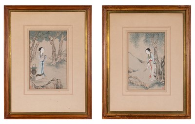 Lot 147 - A Pair of Chinese School Paintings of Meiren