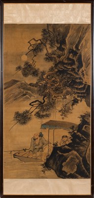 Lot 137 - A Chinese School Painting of a Scholar and Attendant