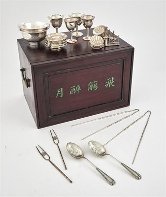 Lot 84 - A Chinese Silver Wine and Condiment Set