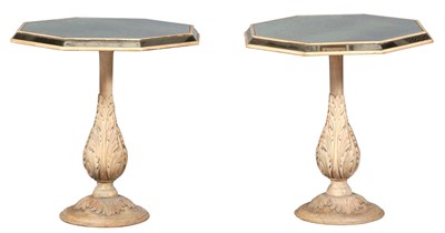 Lot 298 - Pair of Octagonal Mirrored and Painted Wood...