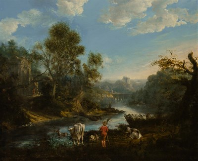 Lot 519 - Follower of Claude Lorrain A Herdsman with...