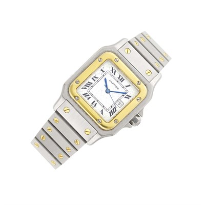 Lot 1104 - Cartier Gentleman's Stainless Steel and Gold 'Santos' Wristwatch