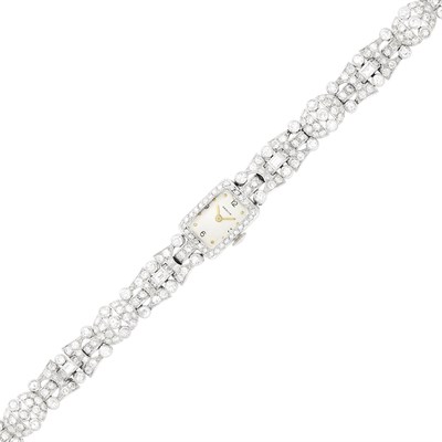Lot 1090 - Platinum and Diamond Wristwatch