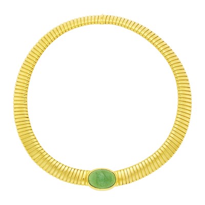 Lot 1029 - Cartier Gold and Cabochon Tourmaline Snake Link Necklace