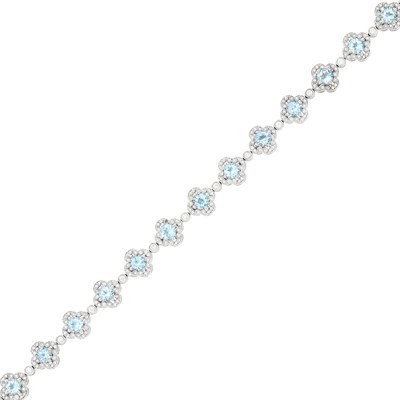 Lot 1080 - Charles Krypell White Gold, Blue Topaz and Diamond Bracelet