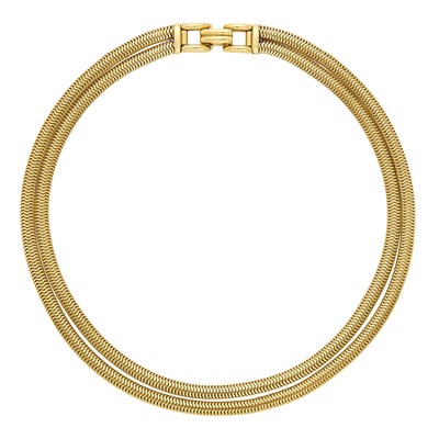 Lot 1152 - Double Strand Gold Snake Chain Necklace