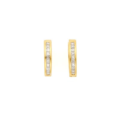 Lot 2003 - Pair of Gold and Diamond Hoop Earrings