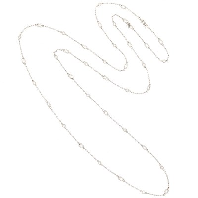 Lot 2090 - Long Platinum and Diamond Chain Necklace
