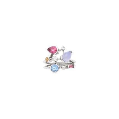 Lot 87 - Cartier Platinum, Gem-Set and Diamond 'Meli Melo' Ring, France
