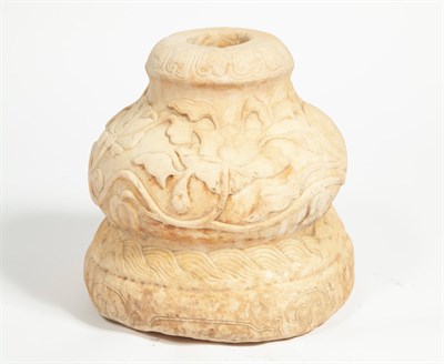Lot 139 - A Chinese Carved Sandstone Banner Base