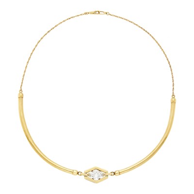 Lot 1143 - Gold and Diamond Necklace