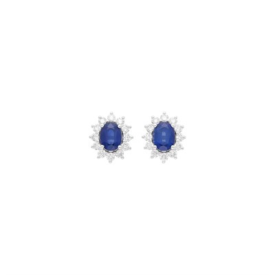 Lot 93 - Pair of White Gold, Sapphire and Diamond Earrings