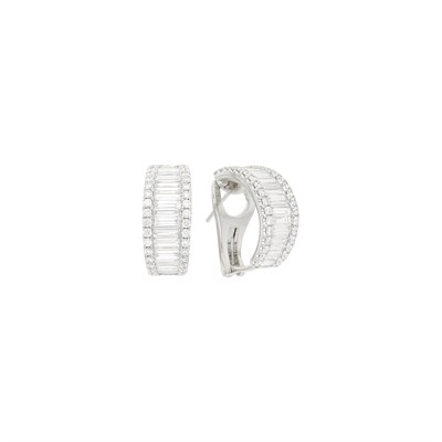 Lot 136 - Pair of White Gold and Diamond Half-Hoop Earrings
