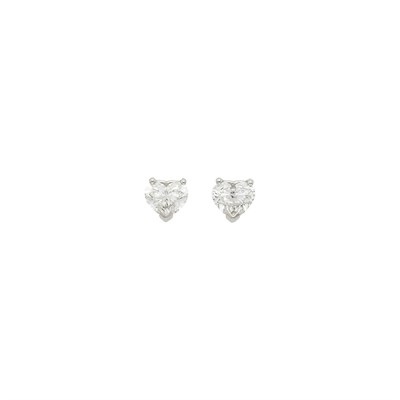 Lot 1076 - Pair of Platinum and Diamond Stud Earrings