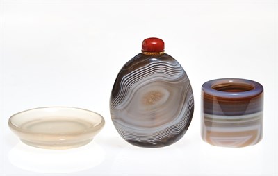 Lot 81 - Three Chinese Carved Agate Articles