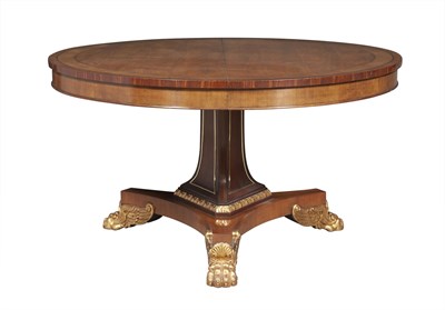 Lot 217 - Empire Style Satinwood and Parcel-Gilt Circular Dining Table