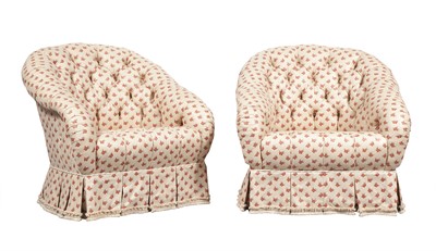 Lot 296 - Pair of Tufted Upholstered Swivel Club Chairs