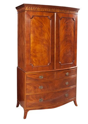 Lot 241 - George III Style Mahogany Linen Press Height...