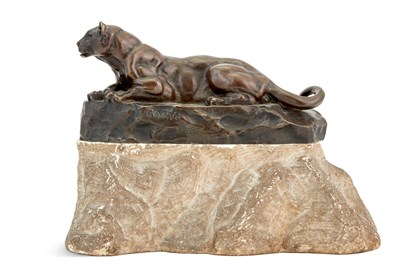 Lot 282 - After Antoine Louis Barye Patinated Bronze...