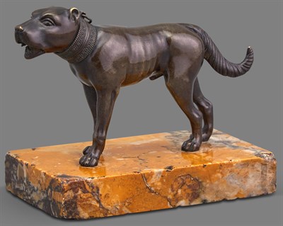 Lot 1153 - Bronze Figure of a Collared Dog On a marble...
