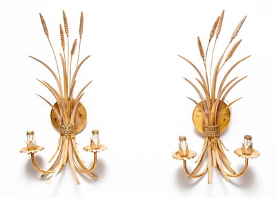Lot 291 - Pair of Gilt-Metal Two-Light Wheat-Sheaf...