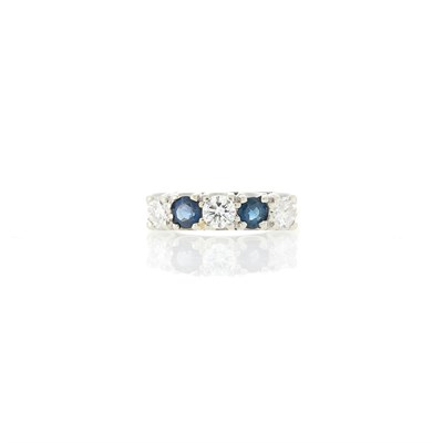 Lot 1050 - Two-Color Gold Sapphire and Diamond Band Ring