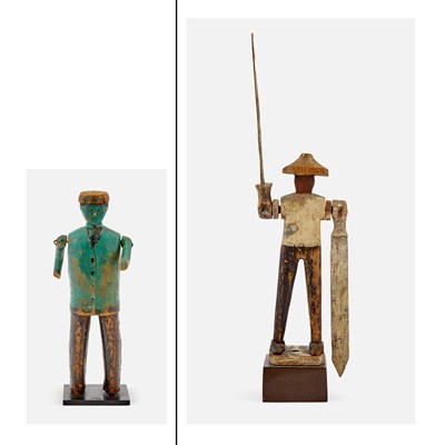 Lot 1062 - Two Carved and Painted Wooden Figural Whirligigs