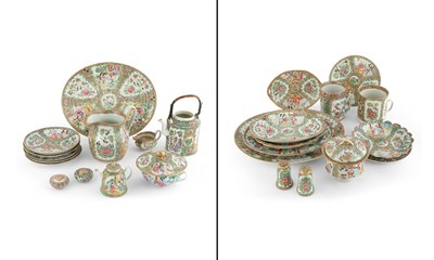 Lot 156 - Large Group of Chinese Rose Medallion Porcelain Articles