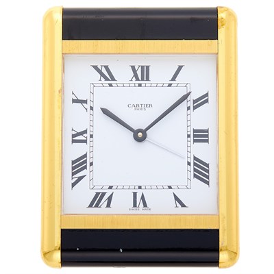 Lot 1286 - Cartier Gilt-Metal and Black Lacquer Desk Clock
