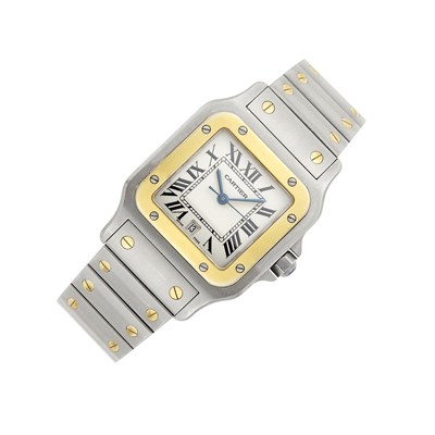 Lot 1105 - Cartier Gentleman's Stainless Steel and Gold 'Santos' Wristwatch