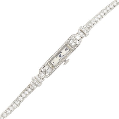 Lot 1109 - Platinum and Diamond Wristwatch