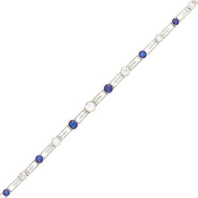 Lot 71 - Platinum, Diamond and Sapphire Bracelet