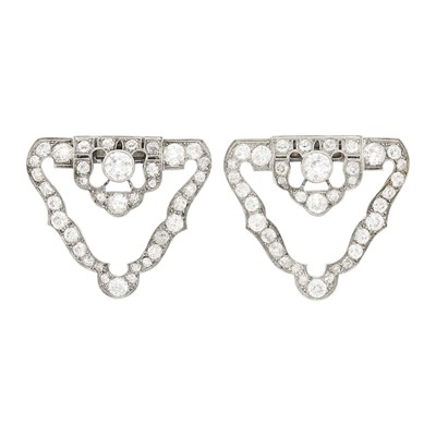 Lot 143 - Pair of Palladium and Diamond Clips