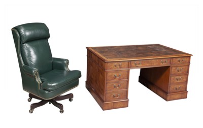 Lot 161 - George III Style Double Pedestal Partners Desk...