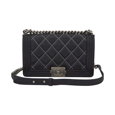 Lot 1175 - Chanel Black Double Stitch Boy Bag