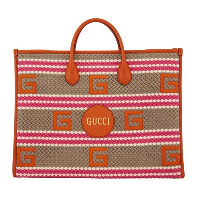 Lot 1174 - Gucci Orange Leather and Embroidered Fabric 'Saint Tropez' Tote