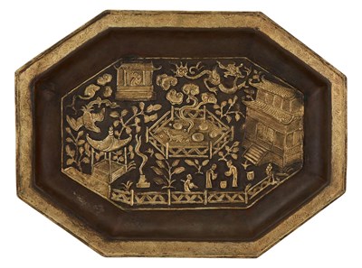 Lot 170 - A Chinese Parcel-Gilt Copper Octagonal Tray
