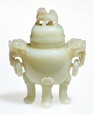 Lot 59 - A Chinese White Jade Censer and Cover